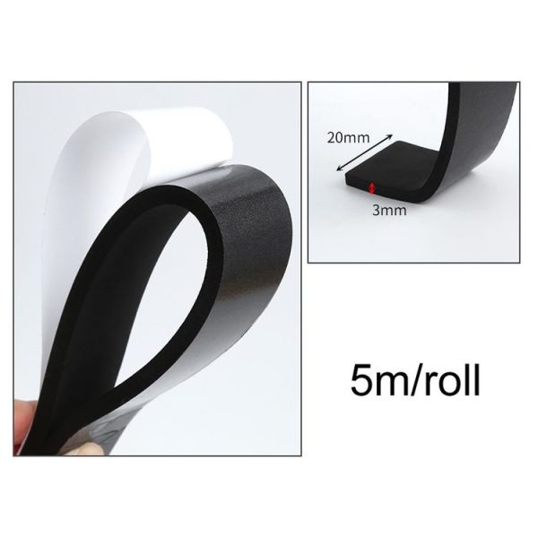 5m / Roll 2cm Width 3mm Thickness Foam Strips With Adhesive High Density Foam Closed Cell Tape Seal For Doors And Windows