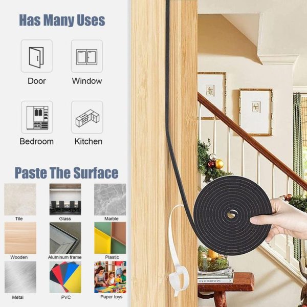 5m / Roll 2cm Width 3mm Thickness Foam Strips With Adhesive High Density Foam Closed Cell Tape Seal For Doors And Windows - Image 4