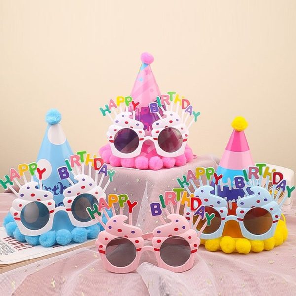 2pcs Party Glasses Children Hats Headwear Birthday Photo Decorations, Random Pattern Delivery, Specification: Hat - Image 2