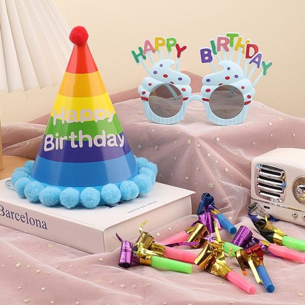 2pcs Party Glasses Children Hats Headwear Birthday Photo Decorations, Random Pattern Delivery, Specification: Hat - Image 3
