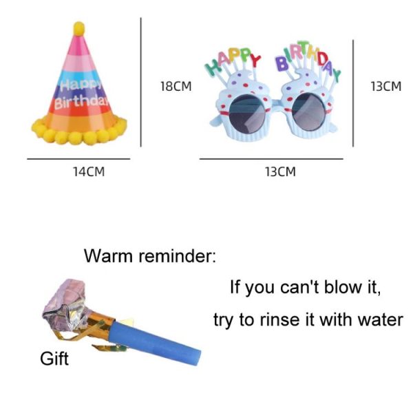 2pcs Party Glasses Children Hats Headwear Birthday Photo Decorations, Random Pattern Delivery, Specification: Hat - Image 4