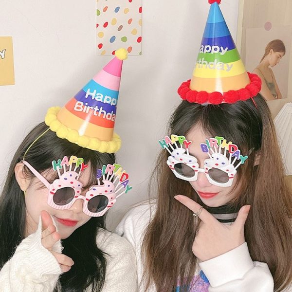 2pcs Party Glasses Children Hats Headwear Birthday Photo Decorations, Random Pattern Delivery, Specification: Hat - Image 5