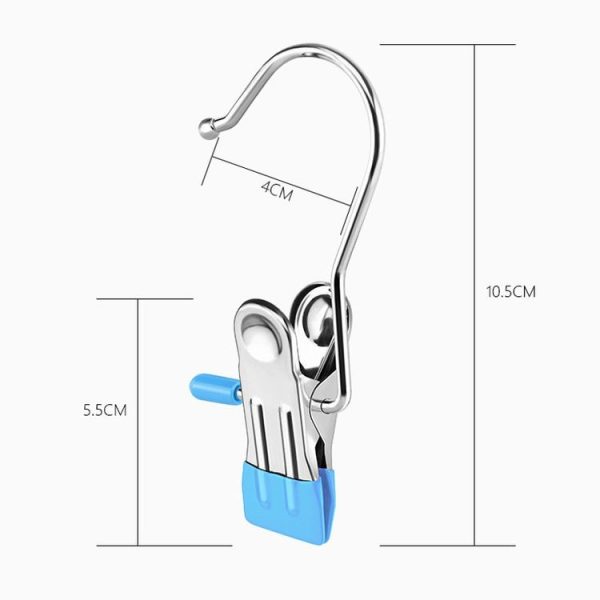 5pcs / Pack Stainless Steel Flat Clip With Hook Anti-Scratch Catch Laundry Drying Holder (Pink) - Image 3
