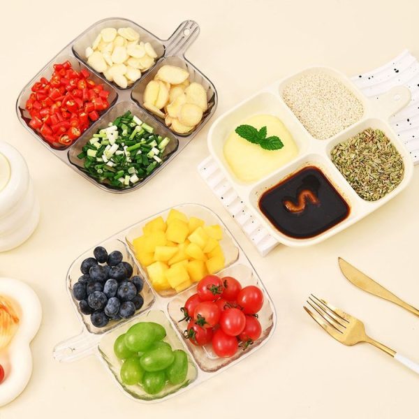 Multipurpose Quad Compartment Side Dish Kitchen Storage Spice Tray (Transparent) - Image 2