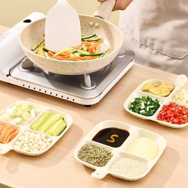 Multipurpose Quad Compartment Side Dish Kitchen Storage Spice Tray (Transparent) - Image 8