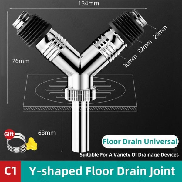 Y-shape Washing Machine Floor Drain Joint Pipe Connector, Spec: C1 - Image 2