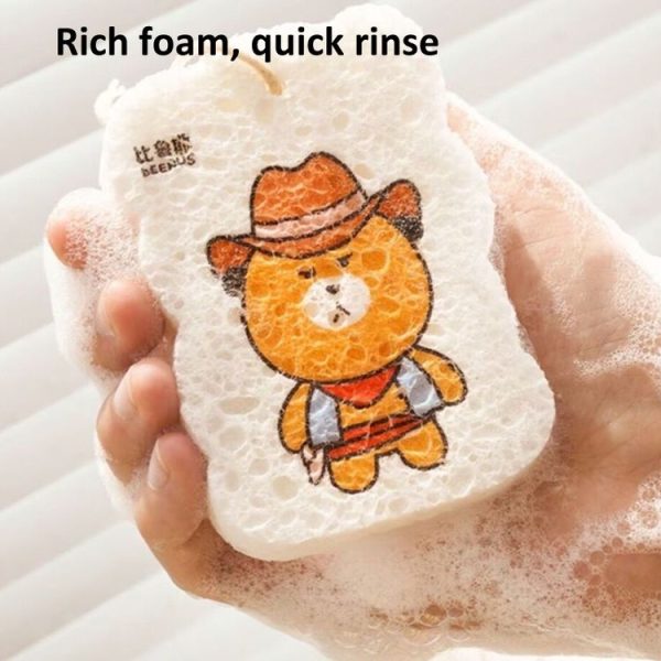 5pcs / Pack Cartoon Wood Pulp Sponge Wipe Kitchen Dishes Pots Dinnerware Scrubber (Random Style) - Image 6