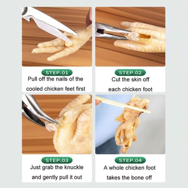 Chicken Claw Boning Tool Boning Knife Chicken Feet Bone Removal Pliers, Color: Blue - Image 8