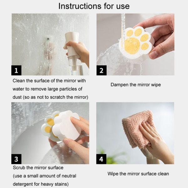 Bathroom Glass Mirror Stain Removal Watermark Sponge Rub Faucet Descaling Cleaning Tool (Pink) - Image 10