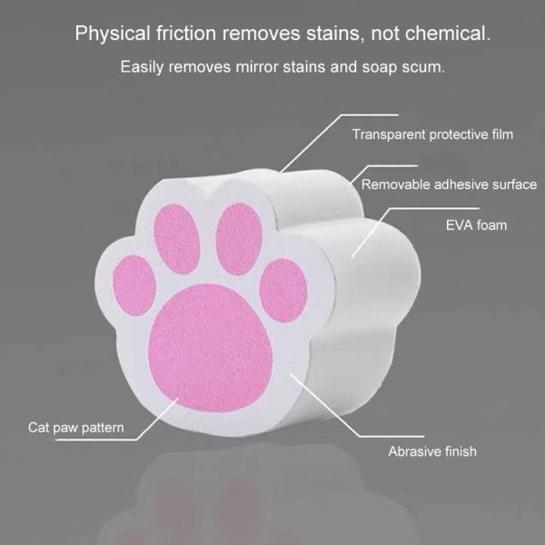 Bathroom Glass Mirror Stain Removal Watermark Sponge Rub Faucet Descaling Cleaning Tool (Pink) - Image 4