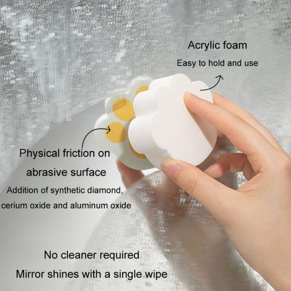 Bathroom Glass Mirror Stain Removal Watermark Sponge Rub Faucet Descaling Cleaning Tool (Pink) - Image 7