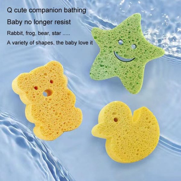 Baby Bathing Wood Pulp Sponge Cute Cartoon Soft Bath Sponge Bath Scrubber, Model: Bear - Image 11