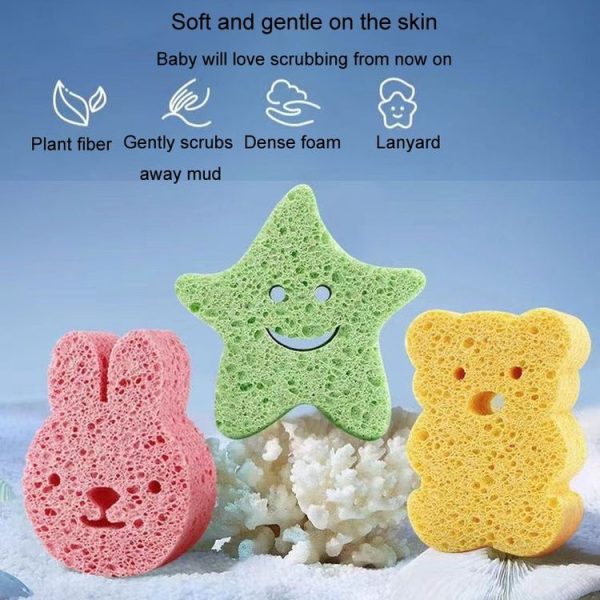 Baby Bathing Wood Pulp Sponge Cute Cartoon Soft Bath Sponge Bath Scrubber, Model: Bear - Image 12