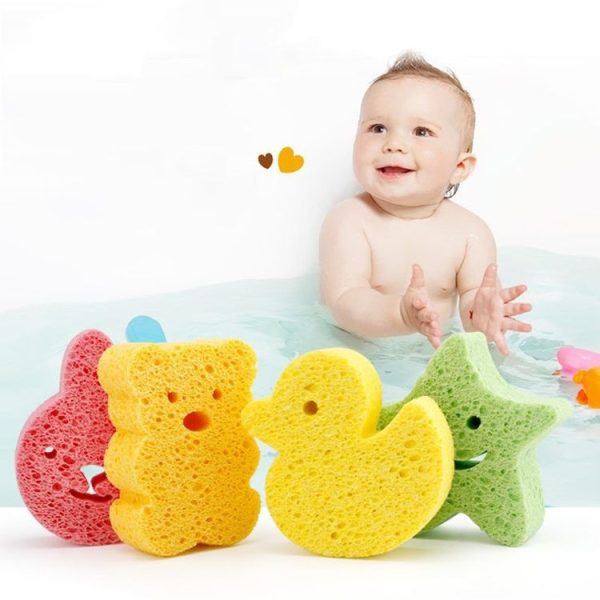 Baby Bathing Wood Pulp Sponge Cute Cartoon Soft Bath Sponge Bath Scrubber, Model: Bear - Image 2