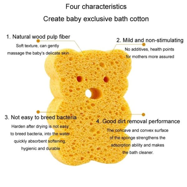 Baby Bathing Wood Pulp Sponge Cute Cartoon Soft Bath Sponge Bath Scrubber, Model: Bear - Image 4