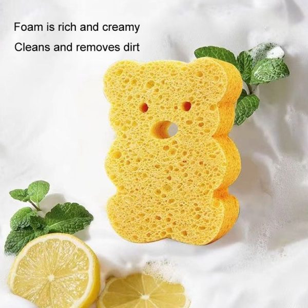 Baby Bathing Wood Pulp Sponge Cute Cartoon Soft Bath Sponge Bath Scrubber, Model: Bear - Image 6