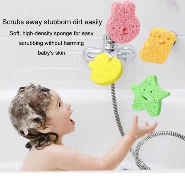 Baby Bathing Wood Pulp Sponge Cute Cartoon Soft Bath Sponge Bath Scrubber, Model: Bear - Image 8