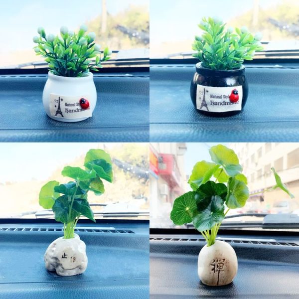 Mini Car Potted Ornaments Decoration Simulated Flower Pots, Style: Lucky Fruit White Bottle - Image 2