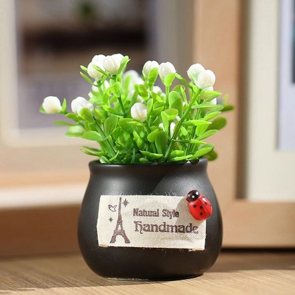 Mini Car Potted Ornaments Decoration Simulated Flower Pots, Style: Lucky Fruit White Bottle - Image 4