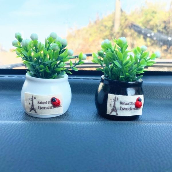 Mini Car Potted Ornaments Decoration Simulated Flower Pots, Style: Lucky Fruit White Bottle - Image 5