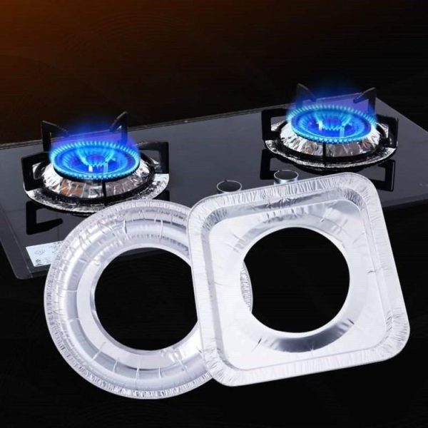 10pcs / Pack Gas Stove Oil-Proof Pad Cooktop Tinfoil Circle Kitchen Aluminum Foil Cleaning Mat, Model: Round - Image 2