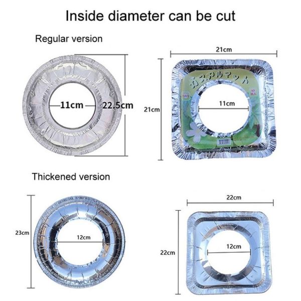 10pcs / Pack Gas Stove Oil-Proof Pad Cooktop Tinfoil Circle Kitchen Aluminum Foil Cleaning Mat, Model: Round - Image 3