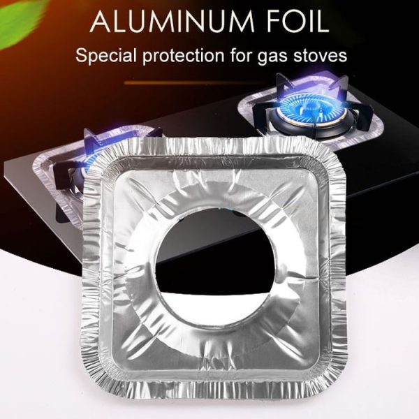 10pcs / Pack Gas Stove Oil-Proof Pad Cooktop Tinfoil Circle Kitchen Aluminum Foil Cleaning Mat, Model: Round - Image 6
