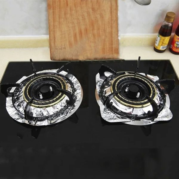 10pcs / Pack Gas Stove Oil-Proof Pad Cooktop Tinfoil Circle Kitchen Aluminum Foil Cleaning Mat, Model: Round - Image 9