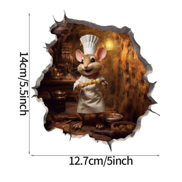 3D Cartoon Mouse Wall Stickers Home Kitchen Animal Decorative Decals, Model: CT70216G-T - Image 2