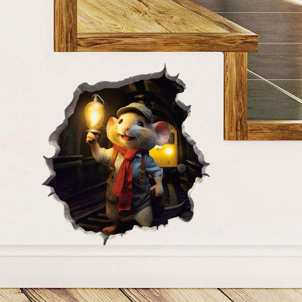 3D Cartoon Mouse Wall Stickers Home Kitchen Animal Decorative Decals, Model: CT70216G-T - Image 4