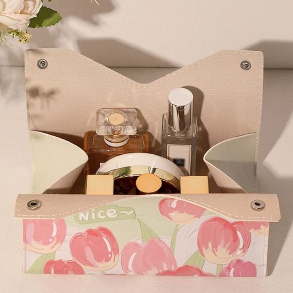 Oil Printed Leather Tissue Box Living Room Decorative Tissue Storage Bag, Color: Pink - Image 4
