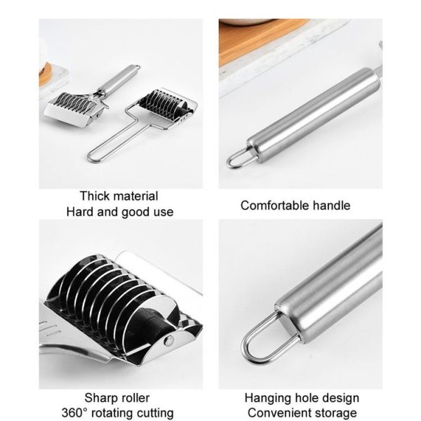 Stainless Steel Roller Noodle Cutter Kitchen Vegetable Onion And Garlic Chopping Tools, Model: SJ-13 - Image 4
