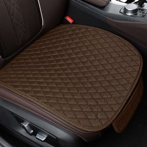 Non-Slip Rhombus Imitation Linen Car Seat Cushion, Color: Brown Front Row