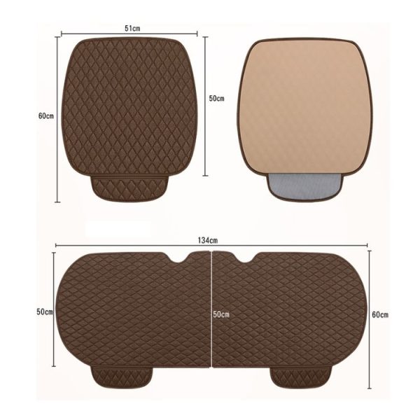 Non-Slip Rhombus Imitation Linen Car Seat Cushion, Color: Brown Front Row - Image 3