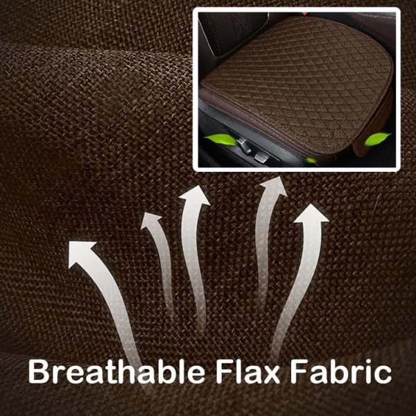 Non-Slip Rhombus Imitation Linen Car Seat Cushion, Color: Brown Front Row - Image 4