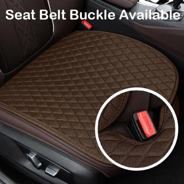 Non-Slip Rhombus Imitation Linen Car Seat Cushion, Color: Brown Front Row - Image 6