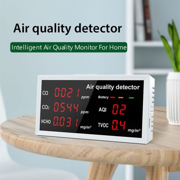 5-in-1 Indoor Home Portable Air Monitor TVOC Formaldehyde Detector (W17 White) - Image 2