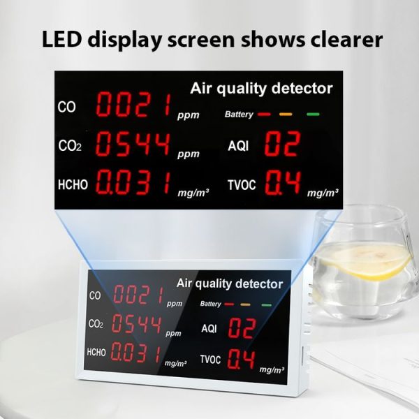 5-in-1 Indoor Home Portable Air Monitor TVOC Formaldehyde Detector (W17 White) - Image 6