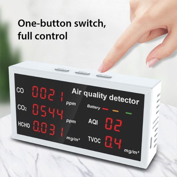 5-in-1 Indoor Home Portable Air Monitor TVOC Formaldehyde Detector (W17 White) - Image 7
