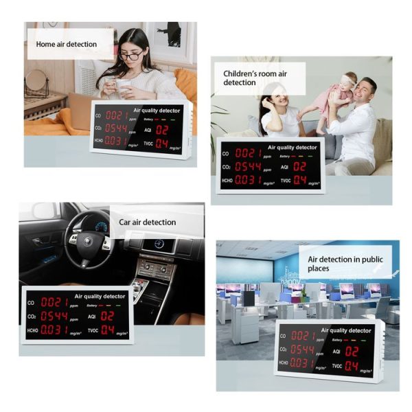 5-in-1 Indoor Home Portable Air Monitor TVOC Formaldehyde Detector (W17 White) - Image 8