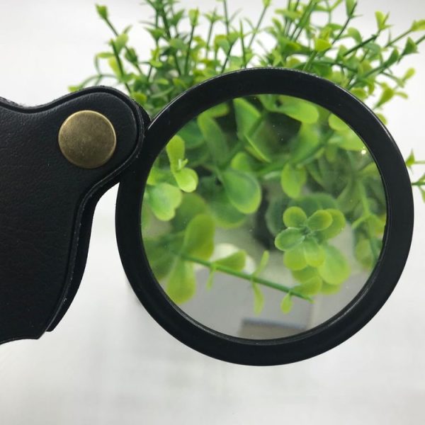 50mm 10X Folding Leather Case Magnifier Pocket Magnifying Glass - Image 3