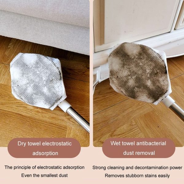 Washcloth Mop Clip Household Disposable Washcloth Wet Wipes Secondary Use Mop (Telescopic Rod) - Image 11