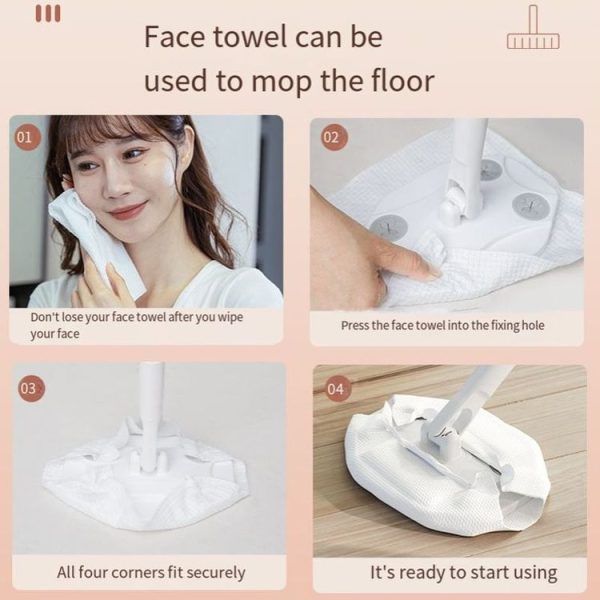 Washcloth Mop Clip Household Disposable Washcloth Wet Wipes Secondary Use Mop (Telescopic Rod) - Image 16