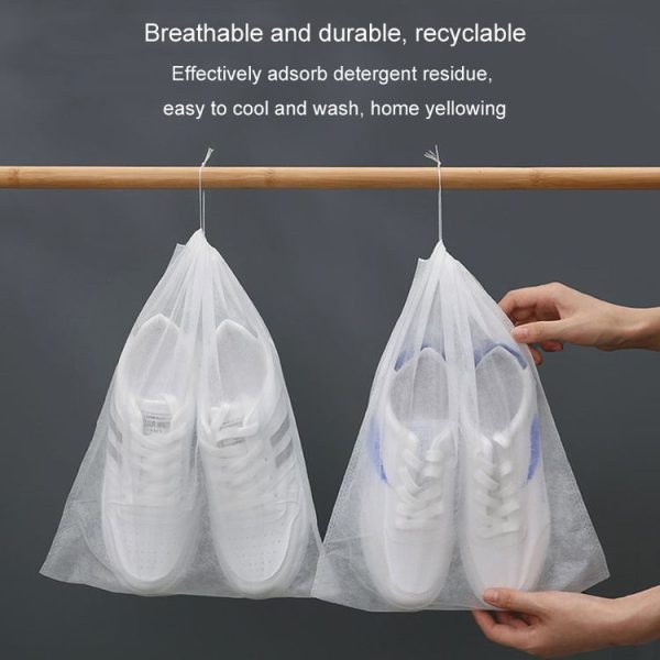 50pcs / Pack 24x38cm Small Portable Thickened Non-Woven Anti-Yellowing And Sunscreen Shoe Bag Shoe Storage Bag - Image 12