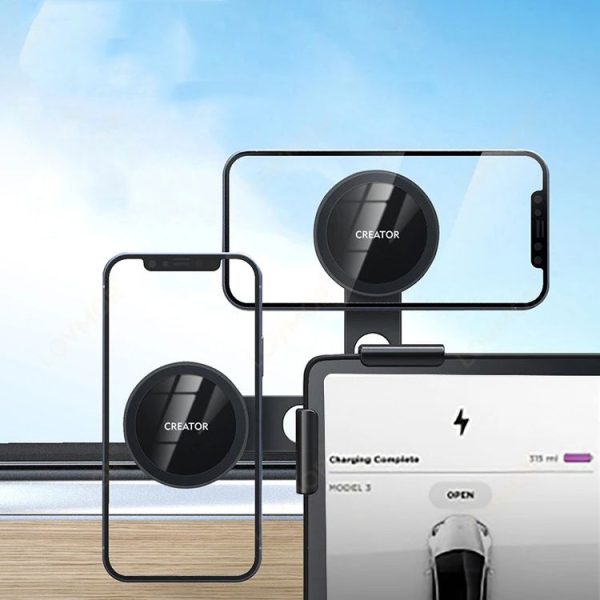 Tesla Car MagSafe Phone Mount Foldable 360 Degree Rotation Phone Holder (Black) - Image 2