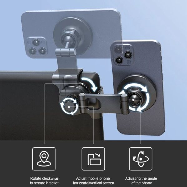 Tesla Car MagSafe Phone Mount Foldable 360 Degree Rotation Phone Holder (Black) - Image 4