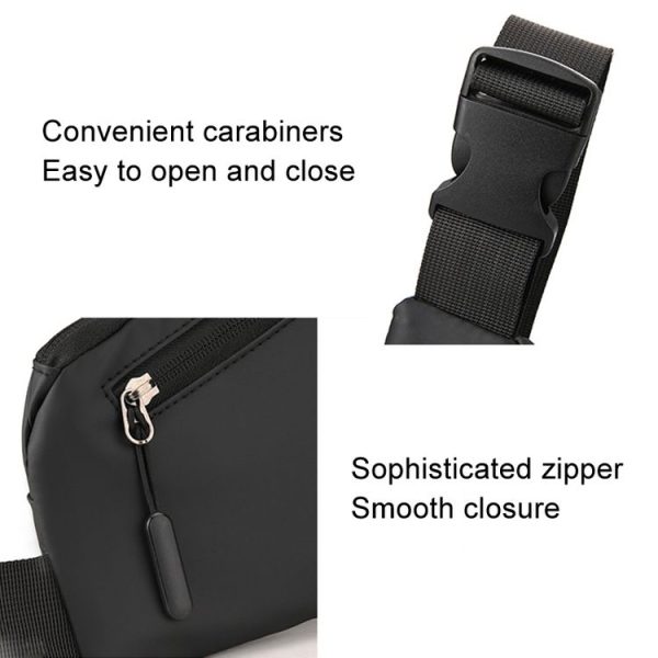 Anti-theft Fit Triangle Bag Leisure Leather Film Crossbody Chest Bag (Black) - Image 5