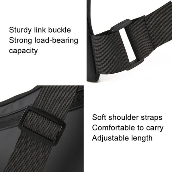 Anti-theft Fit Triangle Bag Leisure Leather Film Crossbody Chest Bag (Black) - Image 6