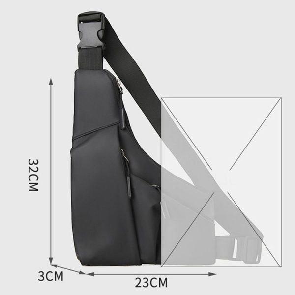 Anti-theft Fit Triangle Bag Leisure Leather Film Crossbody Chest Bag (Black) - Image 9