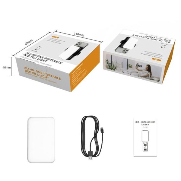 RGB Fill Light Photography Lamp With Hidden Folding Phone Clip & Cold Shoe Interface F-615 - Image 10
